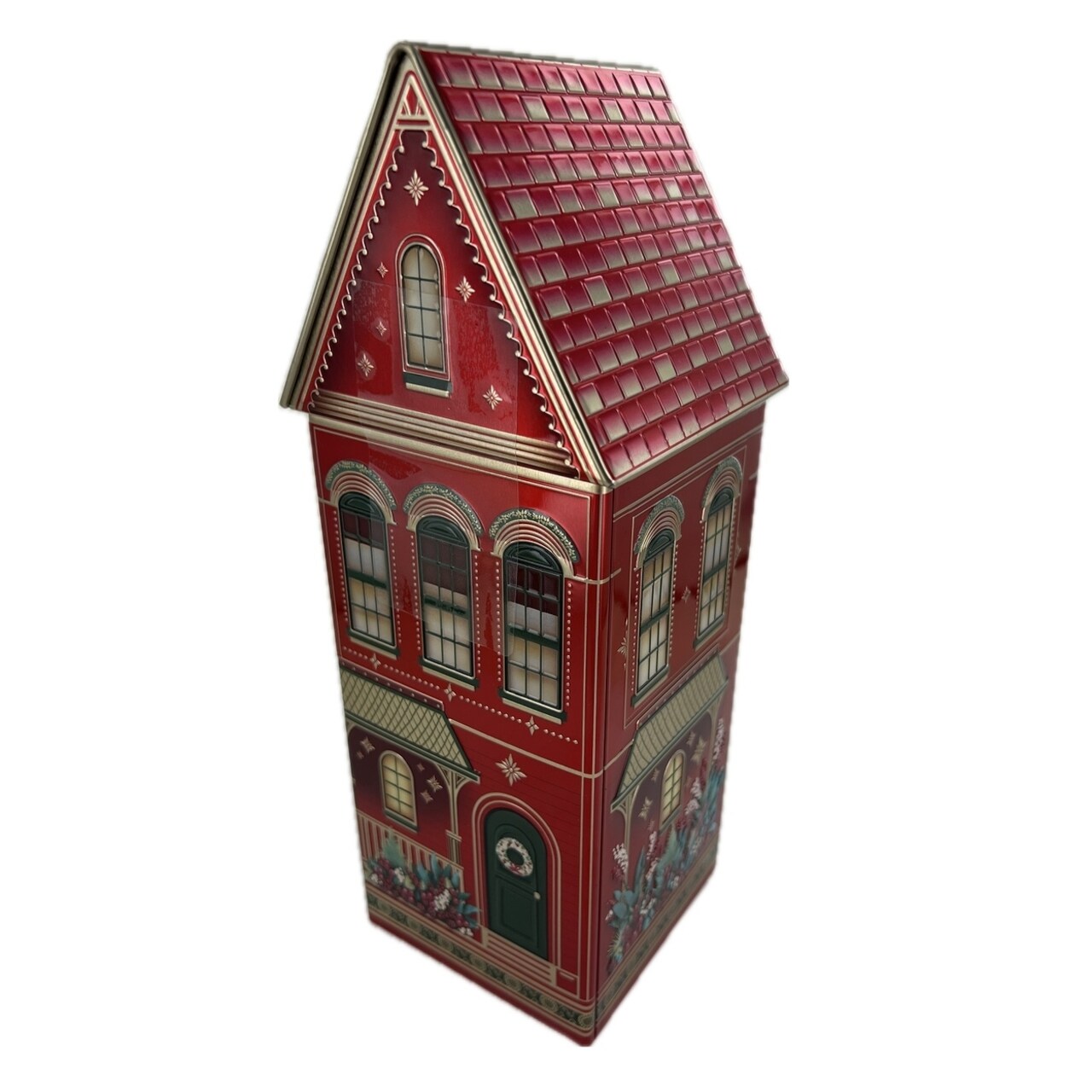 The Silver Crane Holiday House Cookie Tin 12.1 Ounce (Assorted Colors)